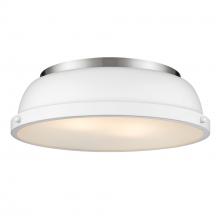  3602-14 PW-WHT - Duncan 14" Flush Mount in Pewter with a Matte White Shade